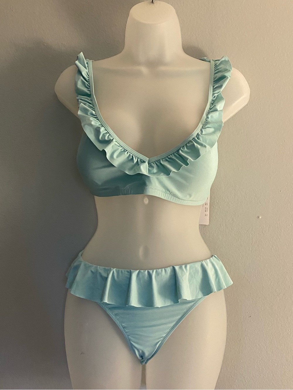J. Crew Light Aqua Ruffle Bikini Set